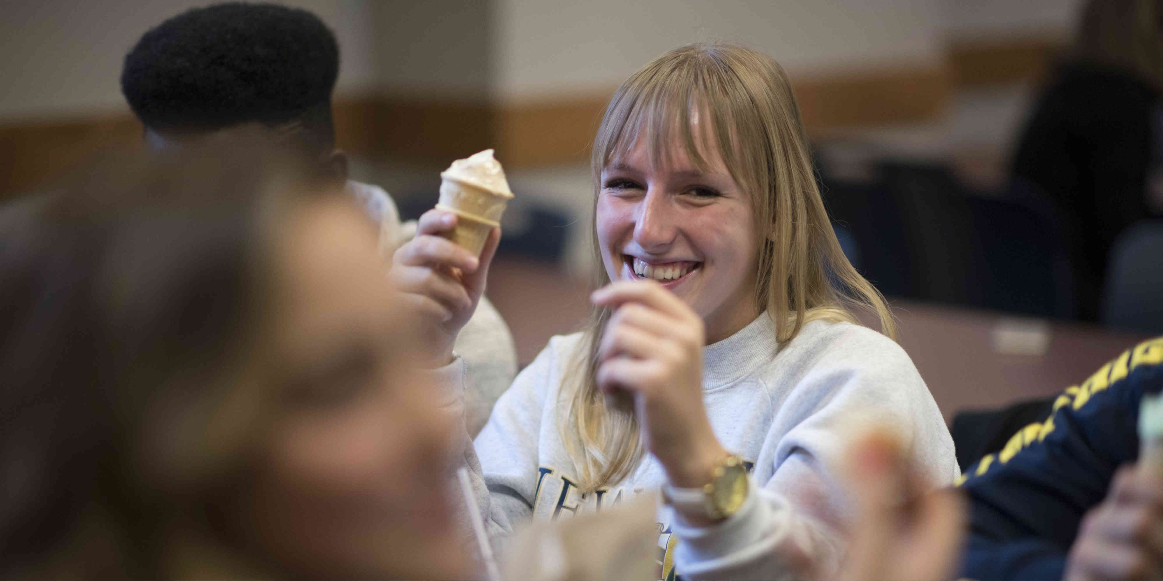 A student in North Central University's cafeteria.