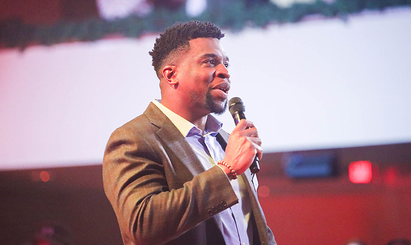 Joshua Edmon speaks in North Central University chapel service