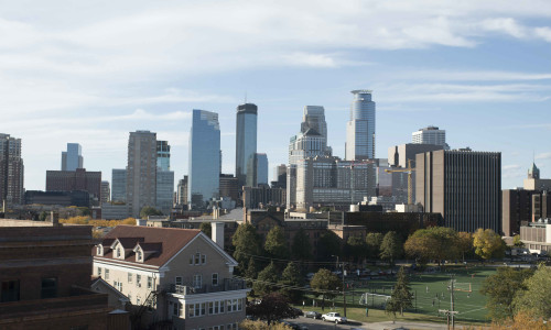 The skyline of downtown Minneapolis.