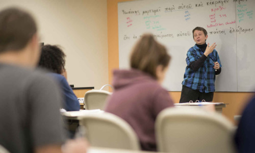 A professor lectures.
