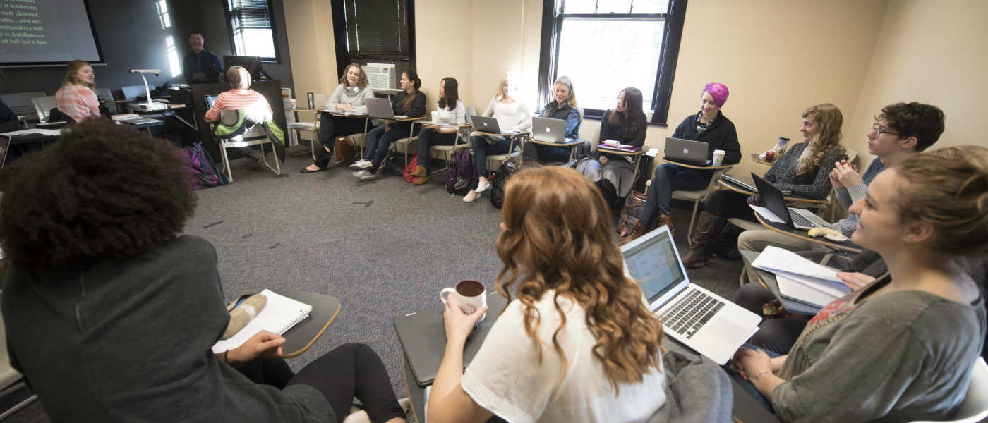 A classroom discussion at North Central University.