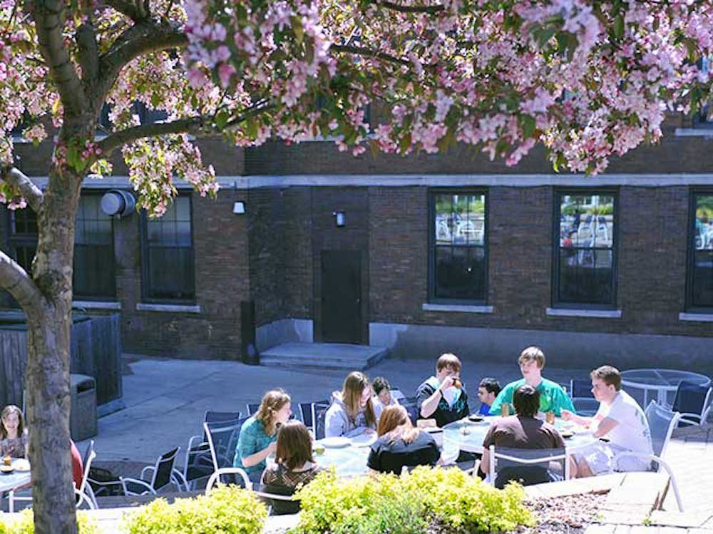 The Carlson Patio for outdoor eating and a bonfire pit