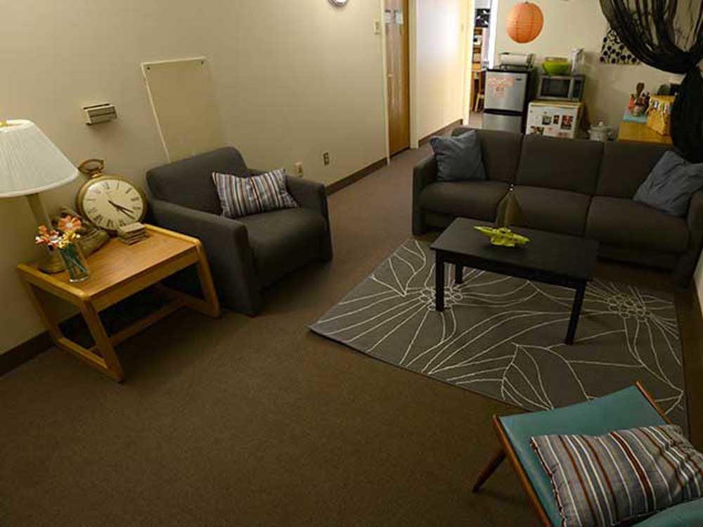 Inside the shared living area of one of our Phillipps Hall Dorm rooms