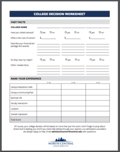 College Decision Worksheet