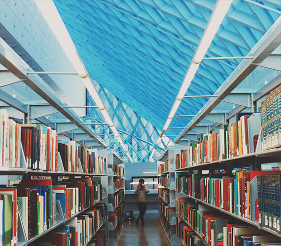 Library with see through cieling