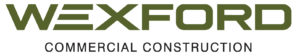 Wexford commercial construction logo with capital letters in green font