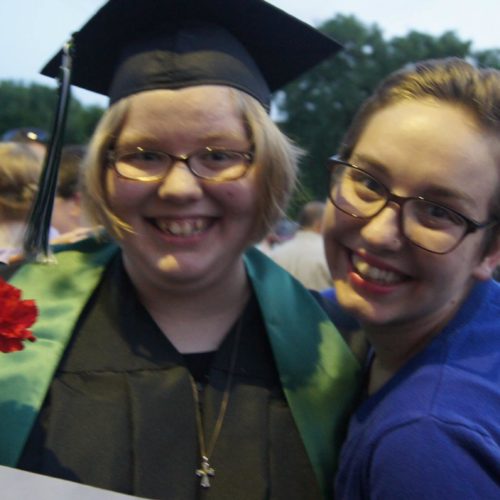 Two girls at a graduation