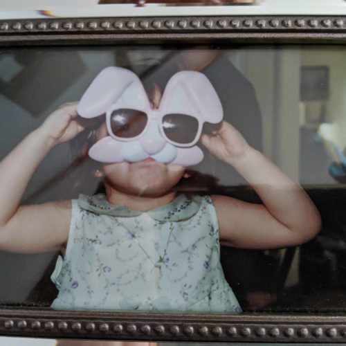 Tory with bunny sunglasses