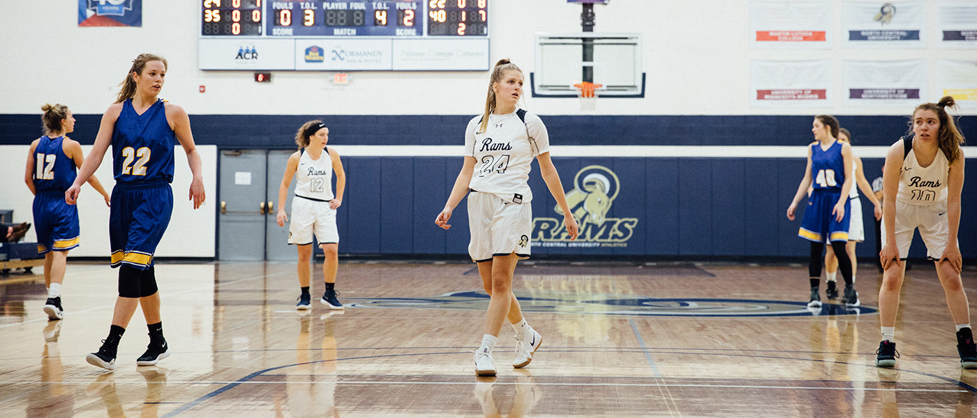 NCU womens basketball players playing a game