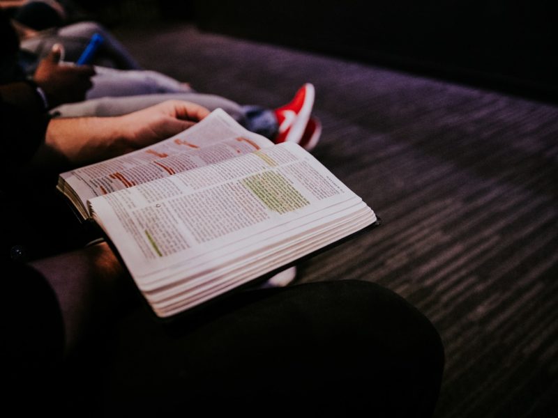 Open bible with highlighted verses