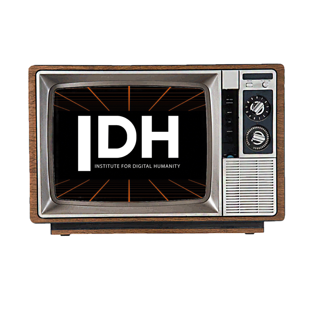 Graphic of retro TV with the letters IDH in the screen