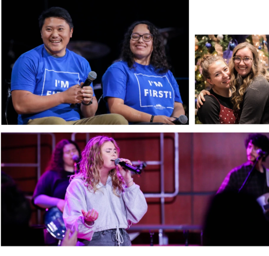 North Central University students participating in church internships, worship services, and campus events.